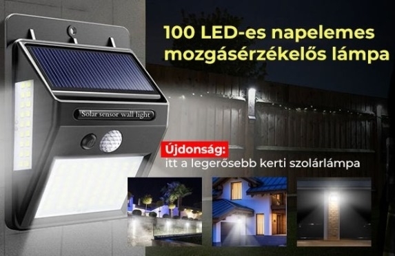 100 LED-es napelemes mozgásérzékelős lámpa (x)