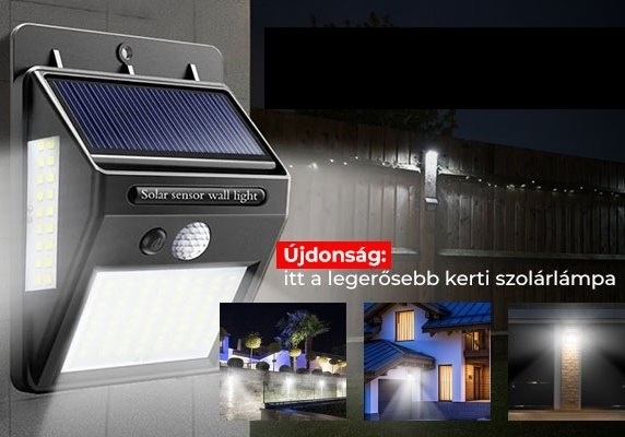 100 LED-es napelemes mozgásérzékelős lámpa (x)