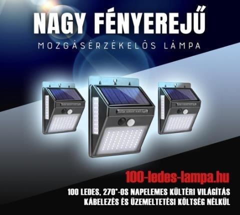 100 LED-es napelemes mozgásérzékelős lámpa (x)