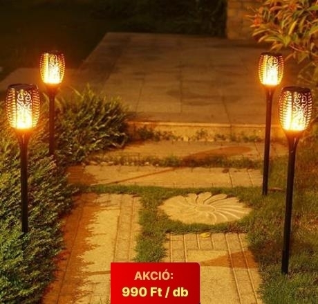 Napelemes kerti LED fáklya - Csak 990 Ft (x)